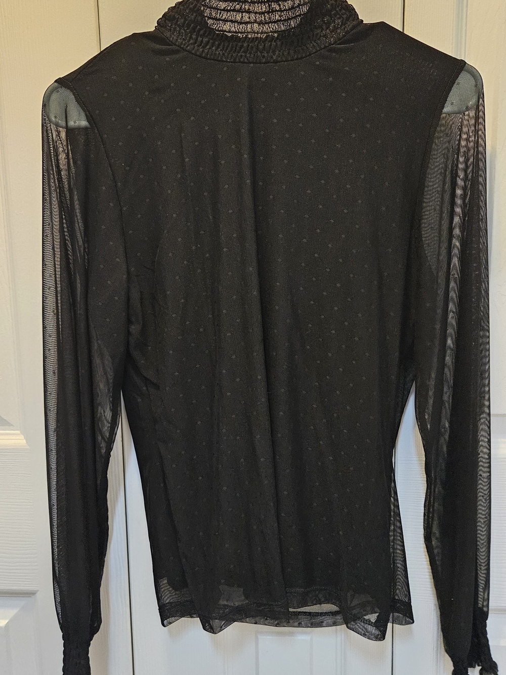 Sanctuary Black Sheer Mock Neck Top
